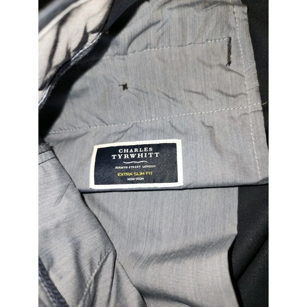 Charles Tyrwhitt Navy Extra Slim Fit Non Iron Chino 34w/34l NWT - Picture 3 of 5